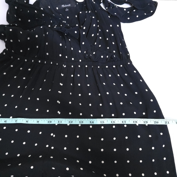 Madewell Ruffle-Front Wrap Jumpsuit in Grid Dot Black White Polka Dot AB336 - Picture 5 of 10